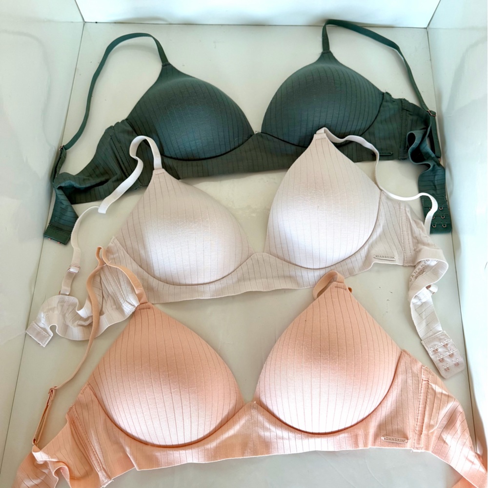 Danskin Ribbed underwire Padded Bra Set - Green, Cream, and Pink NEW 3Pcs